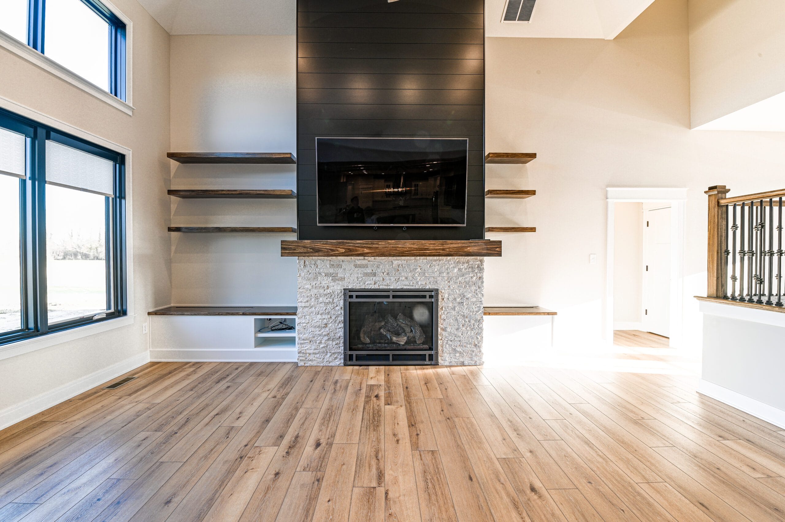 accent wall built in fireplace