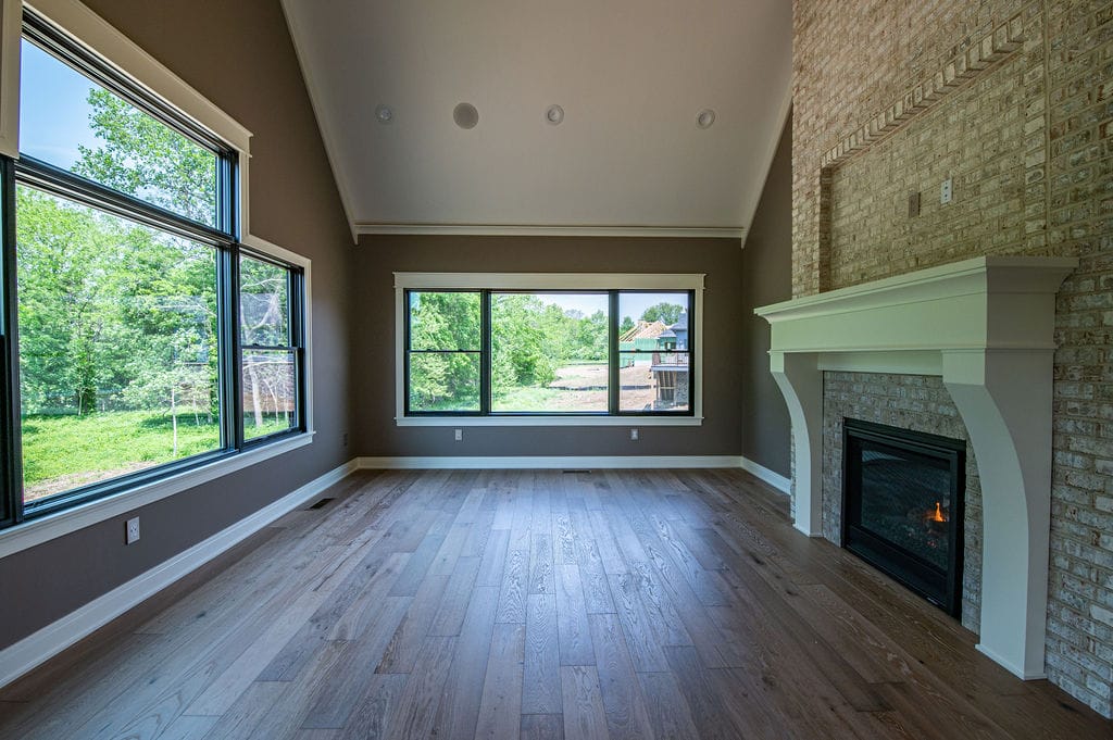 fireplace built in windows sills brick lvp