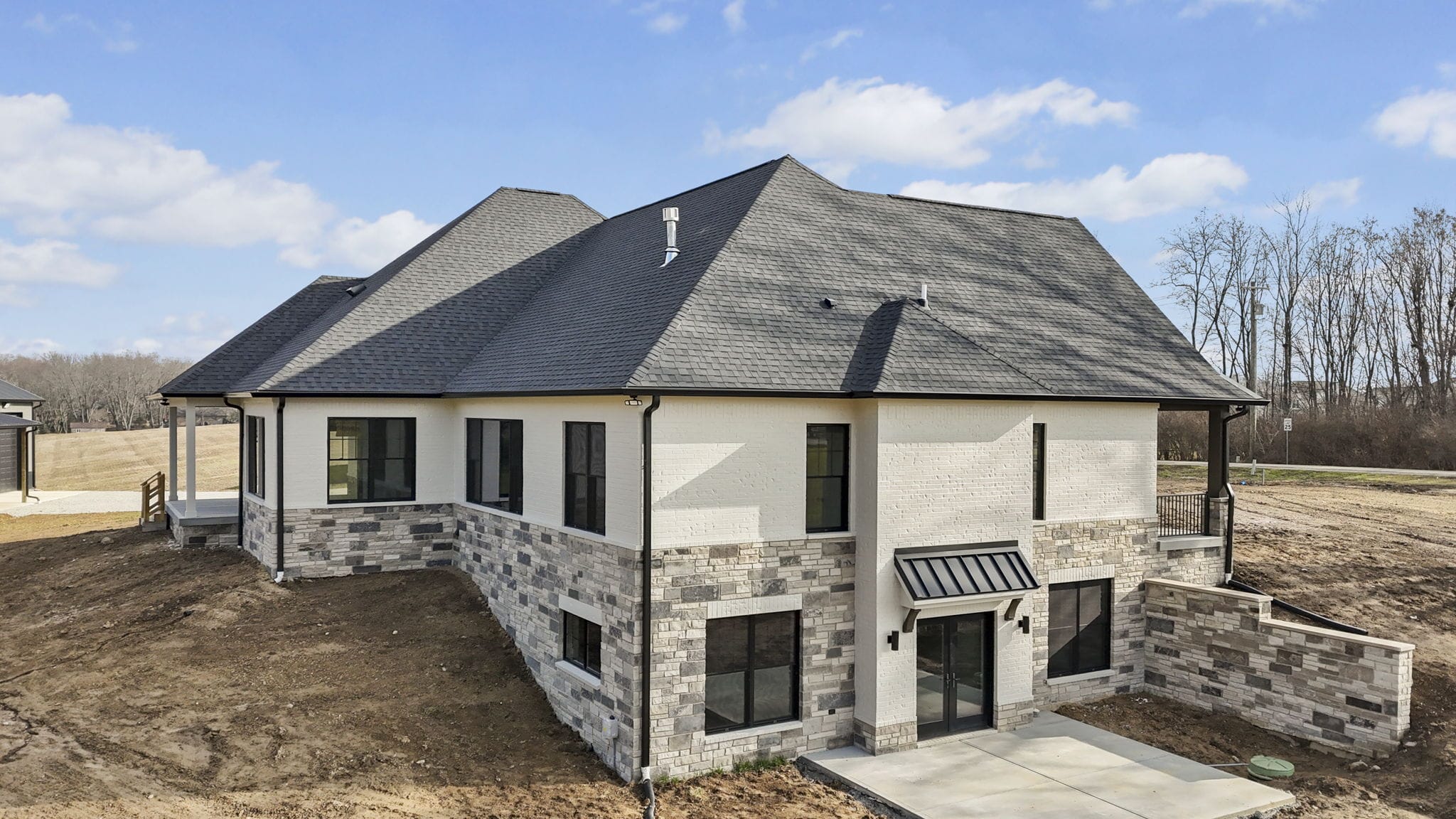 rear exterior elevation retaining wall